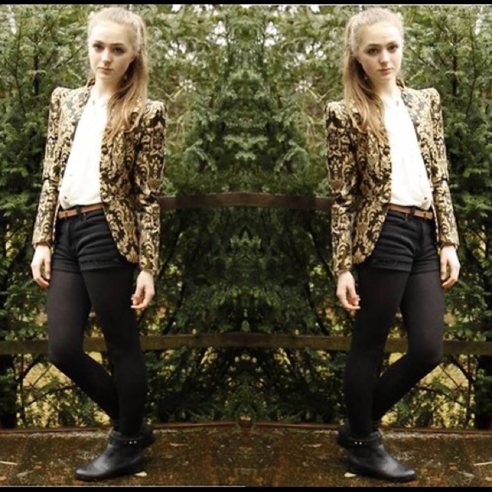 H&M Brocade Jacquard Paisley Evening Shiny Victorian Steampunk Damask Festive 6